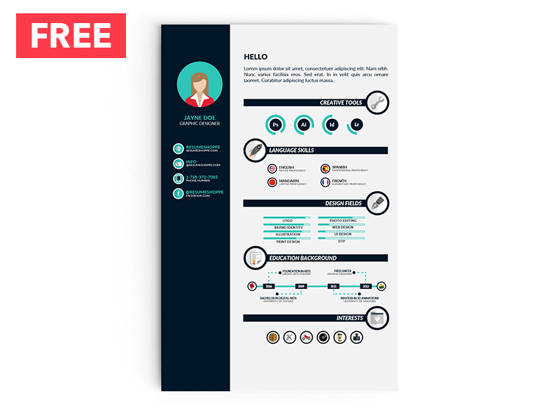 infographic resume template free download by resumeshoppe