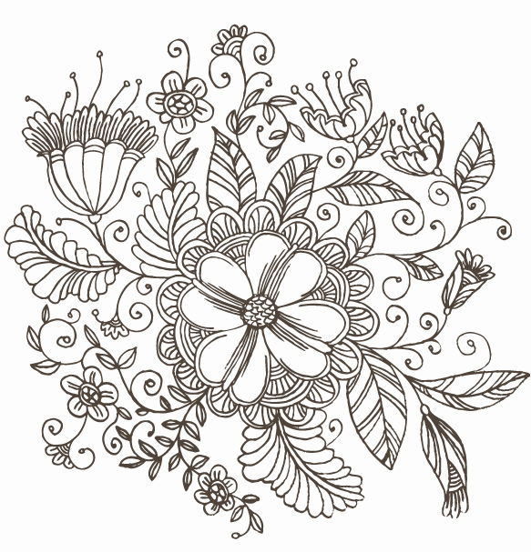 sketch of flowers and leaves