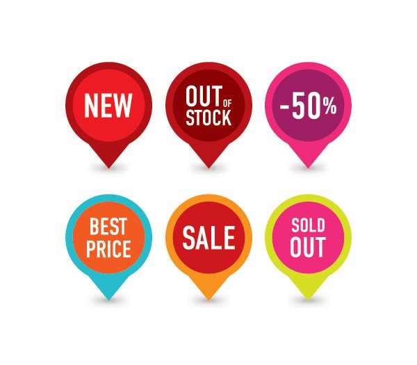Colorful widget-looking badges 