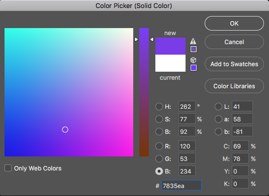 color picker window in Photoshop