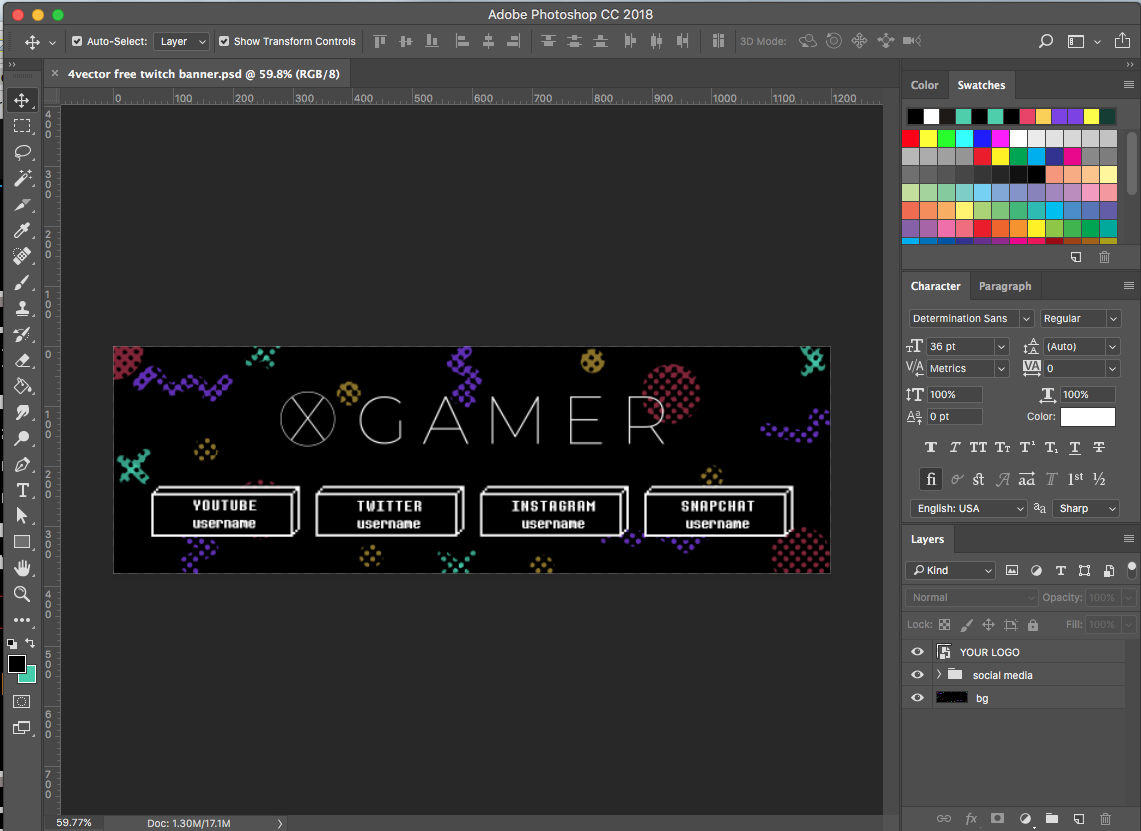 free twitch banner psd in photoshop