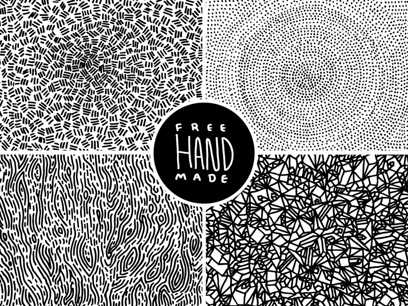 4 samples of free hand made patterns compiled into 1 image