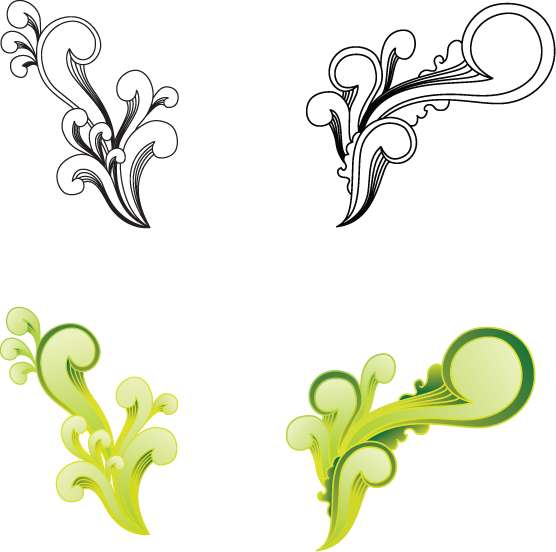 green or lined botanic swirl