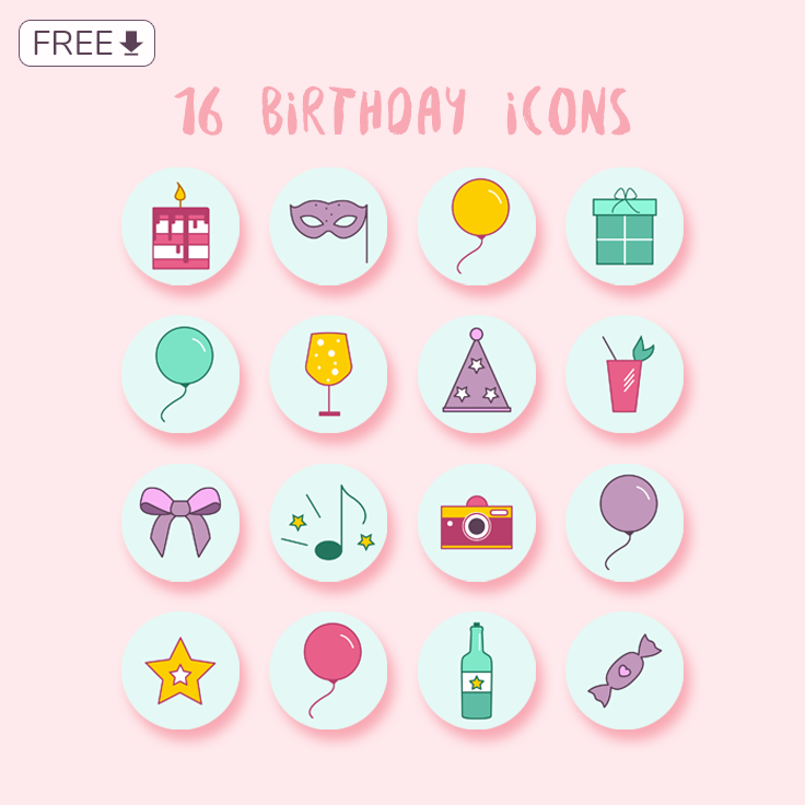 free birthday icon set