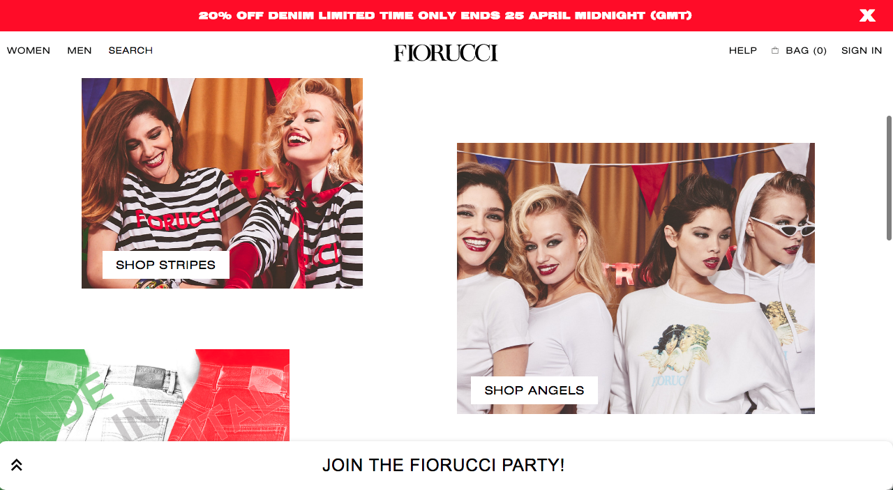 Italian fashion label Fiorucci’s website