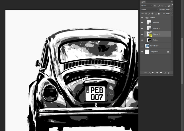 Coloring the vectorized image in Photoshop