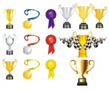 free vector Trophy gold and silver medals vector