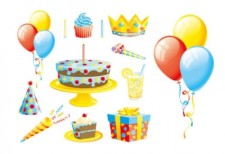 free vector Gift ribbon balloon cake vector
