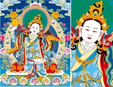 free vector Tibetan thangka three rows of empty lotus female ai vector