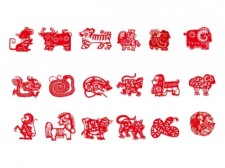 free vector Vector of the nine chinese traditional papercut animals