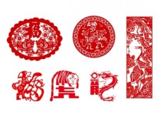 free vector Chinese traditional vector of ten papercut animals