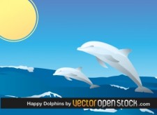 free vector Happy Dolphins