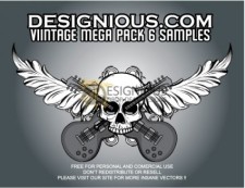 free vector Vector skull, foliage and guitars