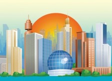 free vector Sunset City Vector