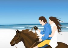 free vector Horse Riders on Beach