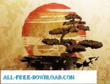 free vector Illustration with bonsai