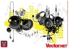 free vector Music equipement vector - microphone vector, headset vector, audio vector earphone vector