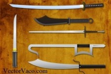 free vector Knives and swords vectors, japanese sword vector, samurai vector ai, kungfu sword ai, kill bill samurai vector