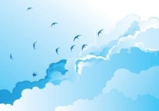 free vector Birds in the Sky Vector, Blue Sky Vector, Clear Cloud Vector, Bird Vector EPS, Sky Vector EPS, Cloud Vector EPS