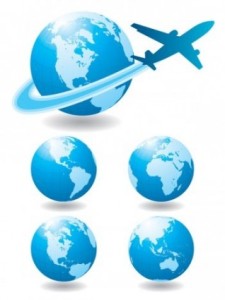 free vector Globe and Airplane Vector, Blue marbel vector design