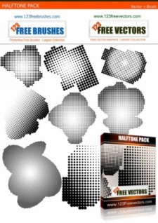 free vector Halftone free vector and photoshop brush pack