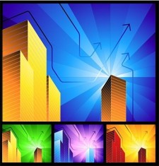 free vector Highrise buildings with simple background radiation vector