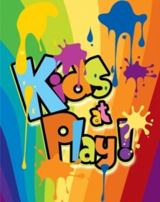 free vector Kids at play background color of the ink spilled wordart