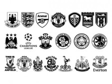 free vector Vector set of black and white icon with football club it im not sure
