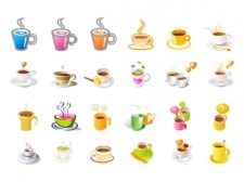 free vector Steaming coffee cup set of vector icons