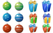 free vector CHRISTMAS ORNAMENT AND GIFT ICONS