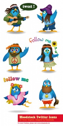 free vector Woodstock Twitter Icons set