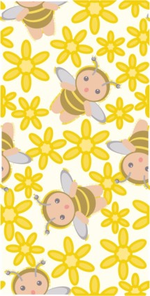 free vector Cute bee flowers vector 3 continuous background