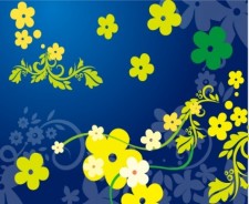 free vector Green Floral Vector in Blue Backgro