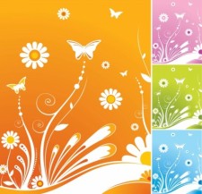 free vector Spring Flowers Butterfly Vector