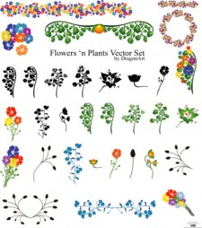 free vector Vectors - Flowers set