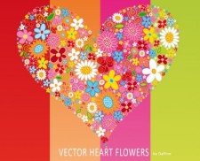 free vector Vector Heart Flowers