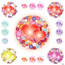 free vector Flowery Hearts