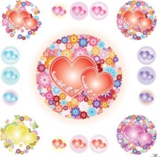free vector Flowery Hearts
