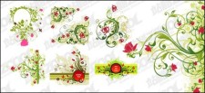 free vector Red and green flower pattern combination of vector material