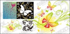 free vector 4, bird or butterfly pattern combination of vector material