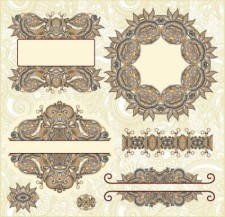 free vector Classic decorative patterns elements 02 vector