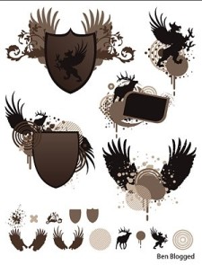 free vector Shield wings europeanstyle pattern vector