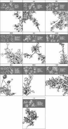 free vector Chinese painting pattern vector 31 to 40