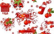 free vector 2008 CHRISTMAS DECORATION ELEMENTS AND PATTERNS VECTOR MATERIAL