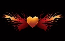 free vector EPS vector flaming heart wings