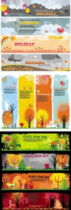 free vector Beautiful autumn banners vector