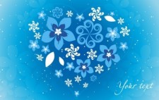 free vector Blue Floral Heart