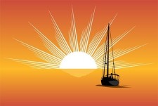free vector Sea sunset sailboat silhouette vector