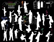 free vector Painting figures silhouette vector