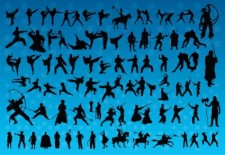 free vector Fighting Silhouettes Vectors